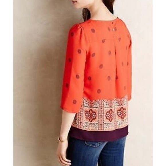 Anthropologie Maeve Rila Bordered Boho Printed Top - Picture 7 of 15